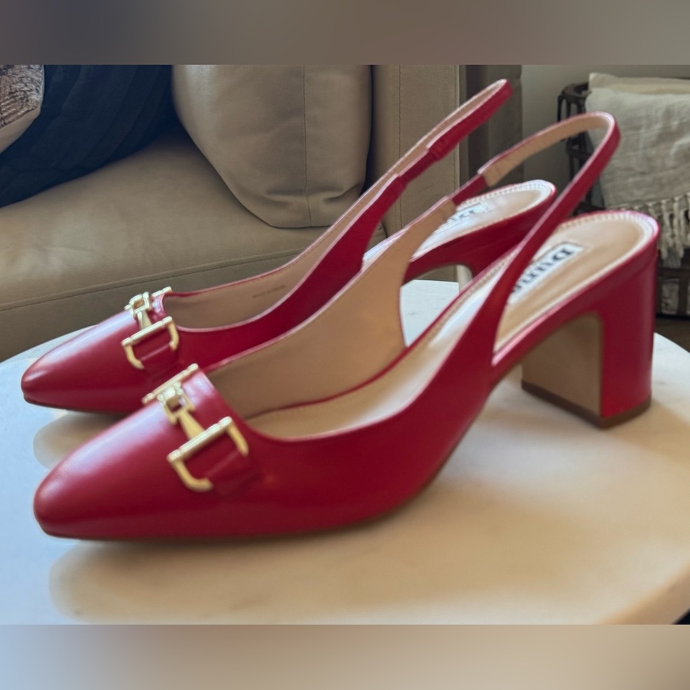 Dune London NWOT Leather “Detailed” Block Heel Slingback Pumps - Picture 7 of 13